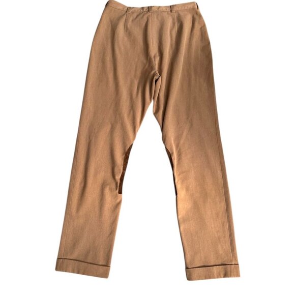 LAUREN Ralph Lauren Khaki Brown Leather Patch Equestrian Trousers Womens SZ 8 - Picture 5 of 8